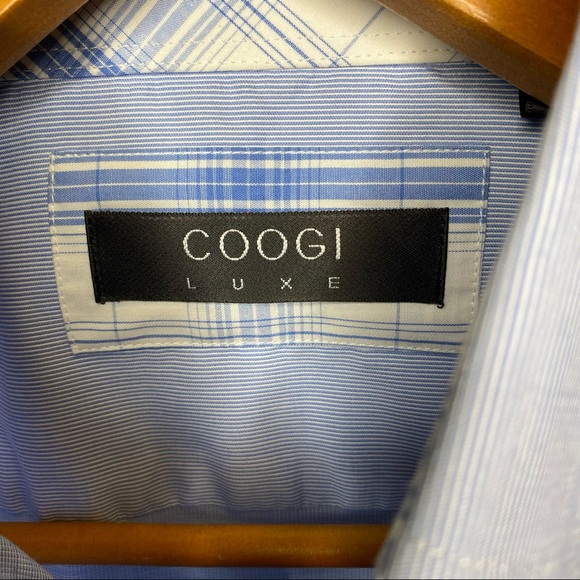 Coogi Luxe Dress Shirt Light Blue Contrast Cuffs & Collar Men’s Medium (15.5/16) - Picture 3 of 15